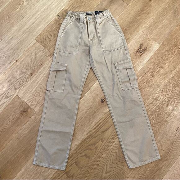 Fashion Nova - Give Me A Break Cargo Carpenter Jeans in Tan - Picture 1 of 11